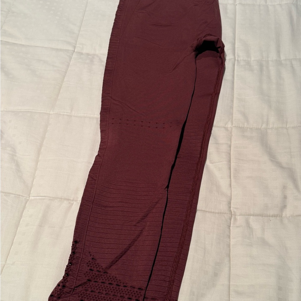 Gymshark Maroon Leggings with Textured Detail